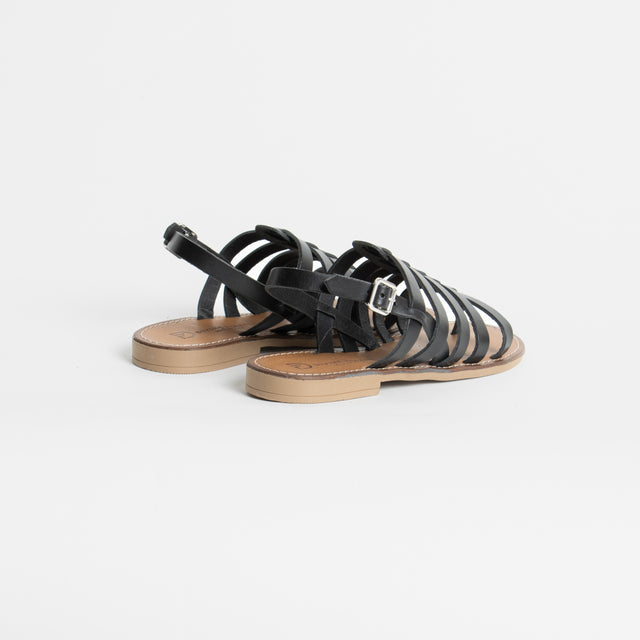 Divine Follie-Sandalo gladiatore in pelle - nero