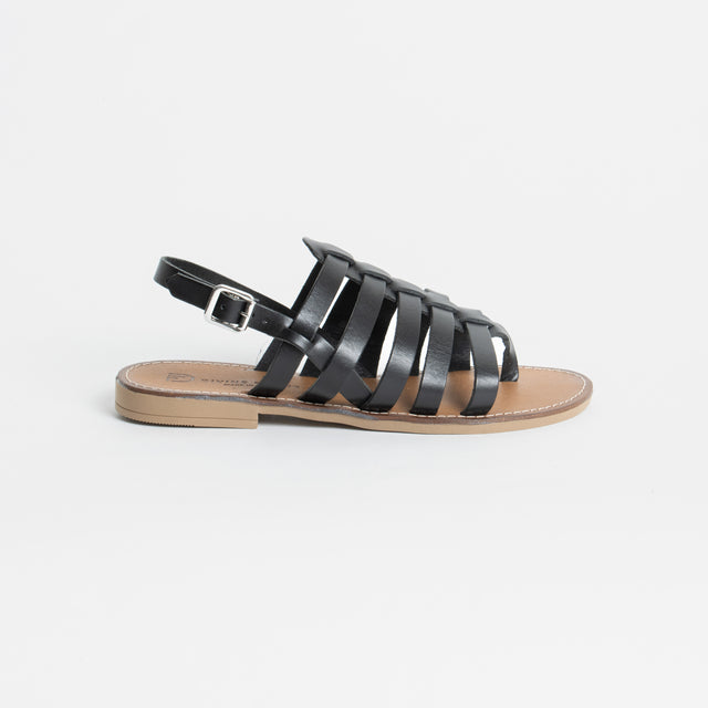 Divine Follie-Sandalo gladiatore in pelle - nero