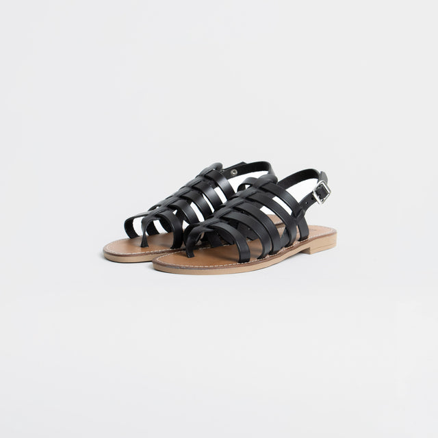 Divine Follie-Sandalo gladiatore in pelle - nero