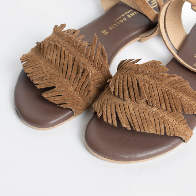 Divine Follie-Sandalo frange in pelle scamosciata - cuoio