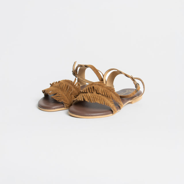 Divine Follie-Sandalo frange in pelle scamosciata - cuoio