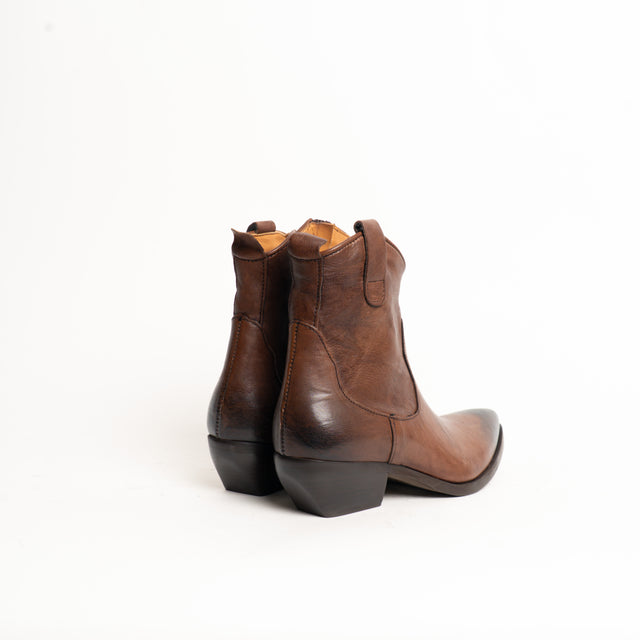 Divine Follie-Texano basso in pelle zip laterale - cuoio
