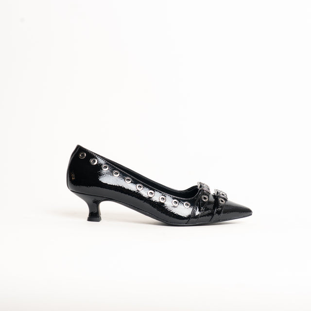 Divine Follie-Ballerina naplak doppia fibbia con borchie - nero