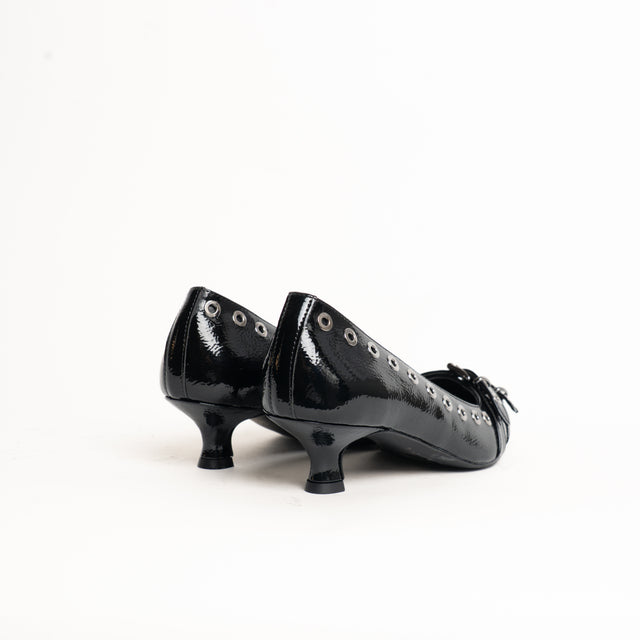 Divine Follie-Ballerina naplak doppia fibbia con borchie - nero