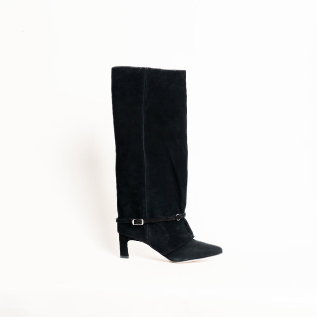 Divine Follie-Stivale camoscio con tacco - nero
