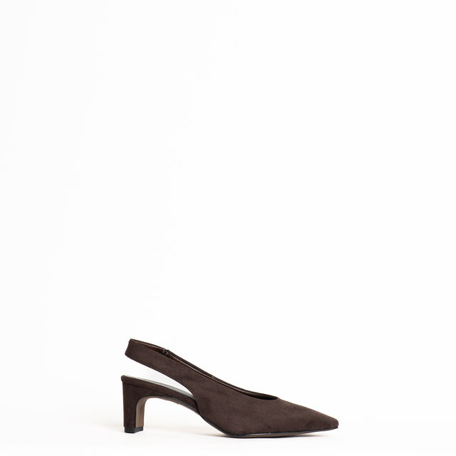 Divine follie-Slingback similpelle scamosciata - moro