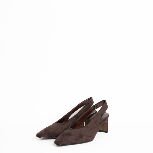 Divine follie-Slingback similpelle scamosciata - moro