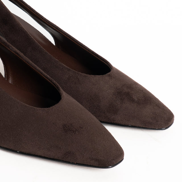 Divine follie-Slingback similpelle scamosciata - moro