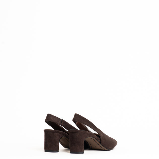 Divine follie-Slingback similpelle scamosciata - moro
