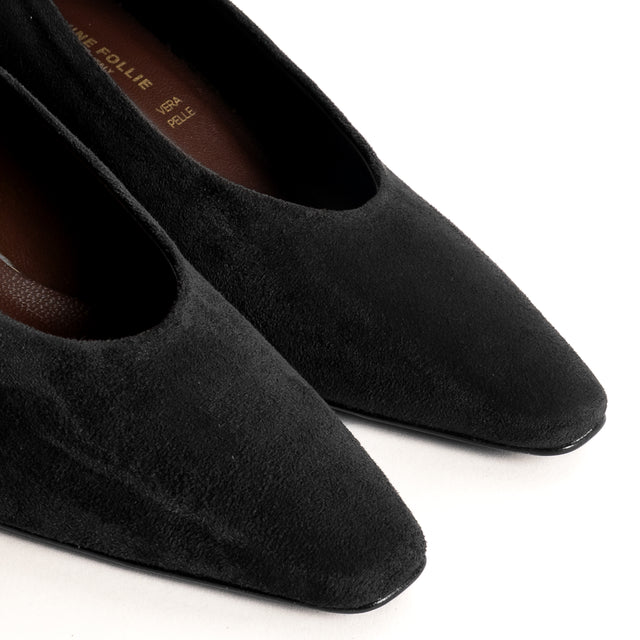 Divine follie-Décolleté con tacco in camoscio - Nero