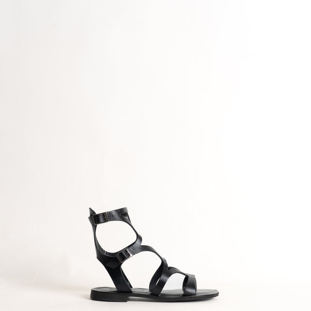 Divine Follie-Sandalo gladiatore in pelle - nero