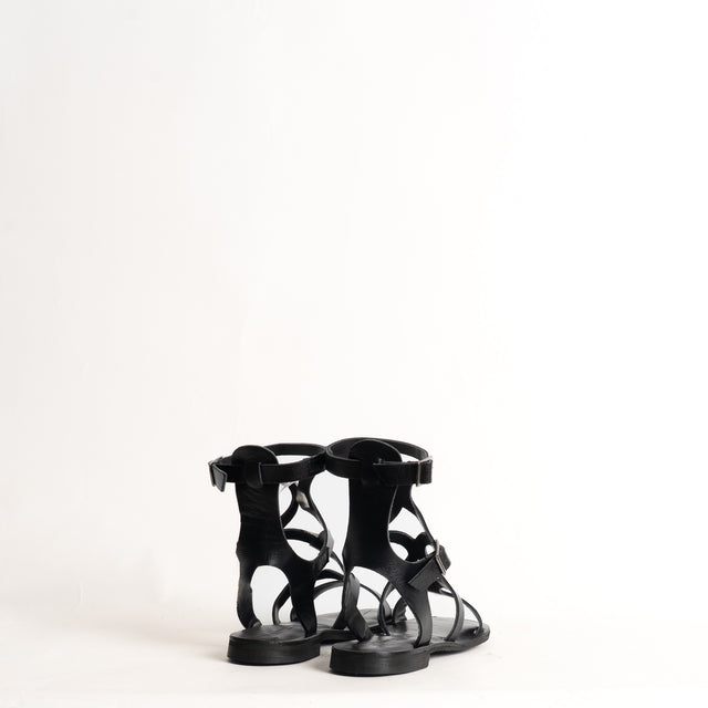 Divine Follie-Sandalo gladiatore in pelle - nero