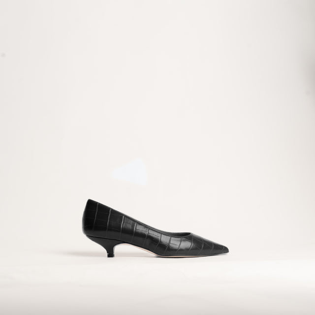 Divine Follie-Decolleté in pelle stampa cocco - nero