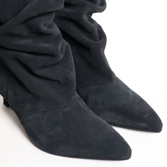 Divine follie-Stivaletto camoscio arricciato - blu