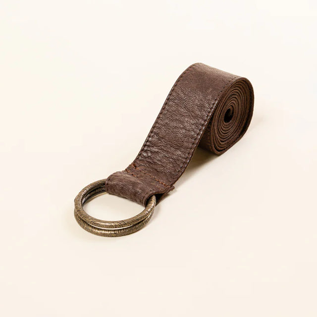 Zeroassoluto-double ring belt - dark brown