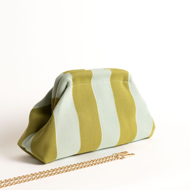 White mood-Borsa clutch a righe - olive/acqua