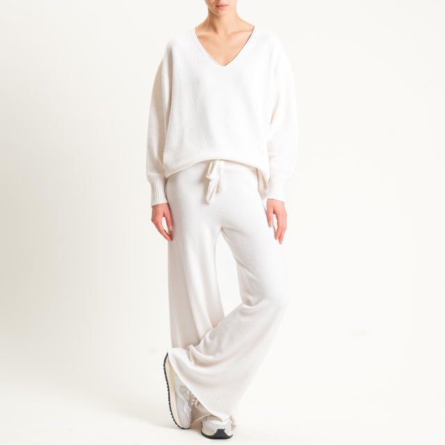 Kontatto-Maglia scatola scollo v (QS) - panna