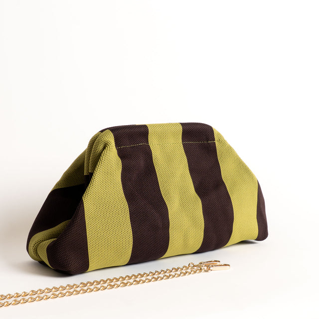White mood-Borsa clutch a righe - olive/moka