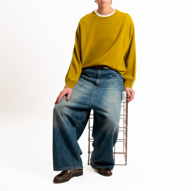 Tensione in-Maglia 100% LANA SOFT spacchi laterali - olio