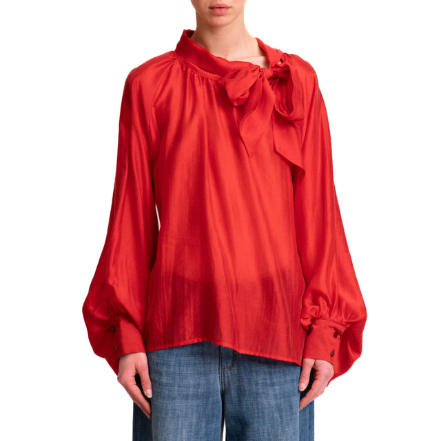 Camisa de muselina vicolo de manga ancha - Roja