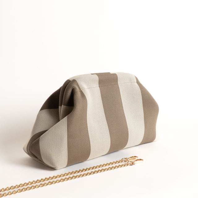 White mood-Borsa clutch a righe - kaki/burro