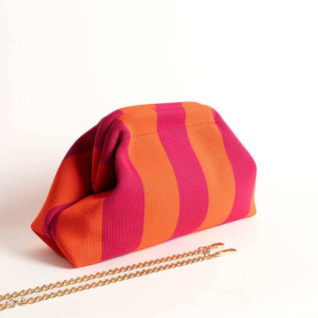 White mood-Borsa clutch a righe - fucsia/orange