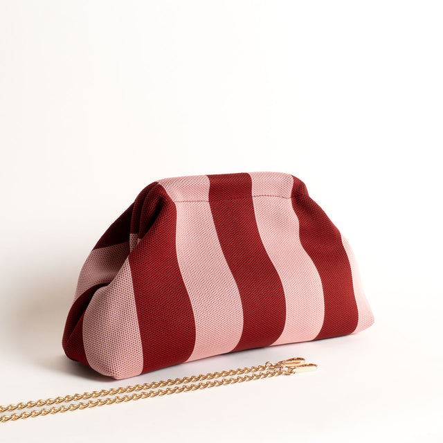 White mood-Borsa clutch a righe - vino/rosa