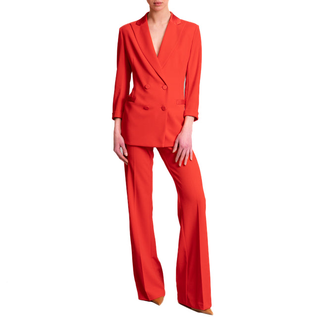 Chaqueta cruzada Imperial de crepé elástico - roja
