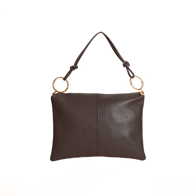 W by Whitemood-Leather shoulder bag - dark brown