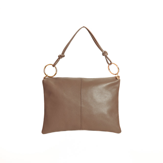 W by Whitemood - Bolso de hombro de piel - color topo