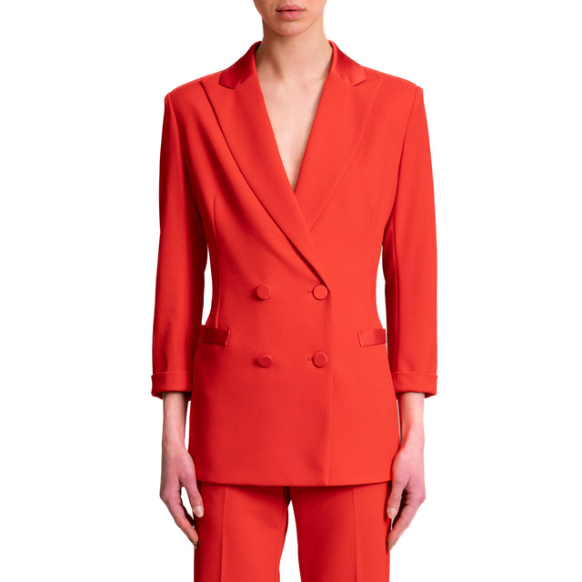 Chaqueta cruzada Imperial de crepé elástico - roja