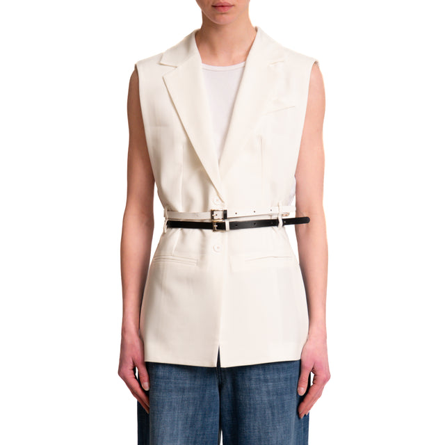 Imperial-Gilet 2 bottoni doppia cintura - latte