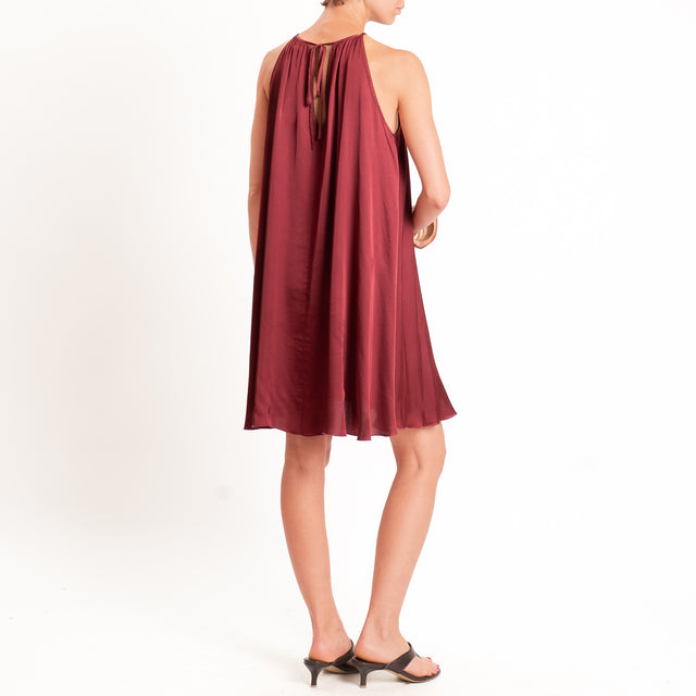 Vicolo-Abito corto in satin arricciatura sul collo - india