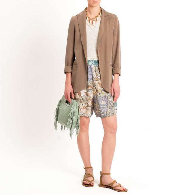 Dixie-Shorts fantasia floreale elastico in vita - burro/beige/salvia