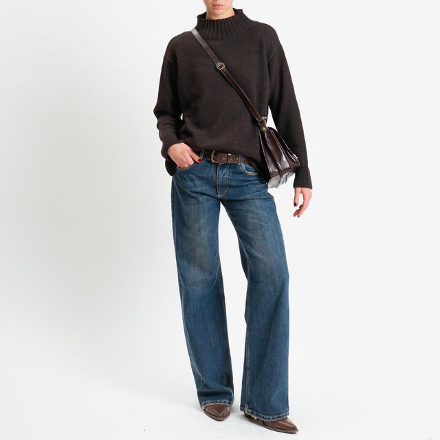 Motel-Maglia collo montato misto alpaca - moro