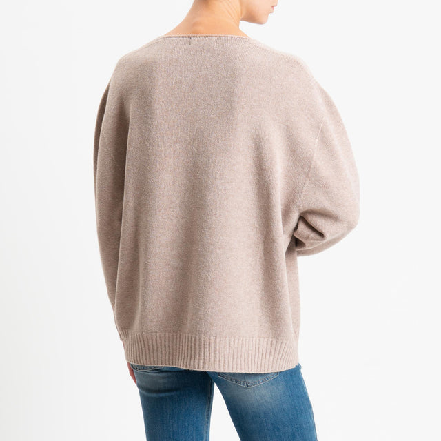 Kontatto-Maglia scatola scollo v (QS) - tortora