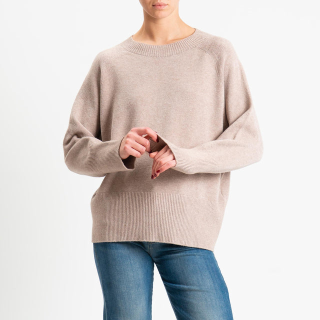 Kontatto-Maglia a scatola girocollo (QS) - tortora