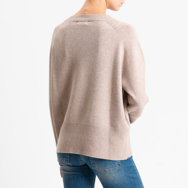 Kontatto-Maglia a scatola girocollo (QS) - tortora