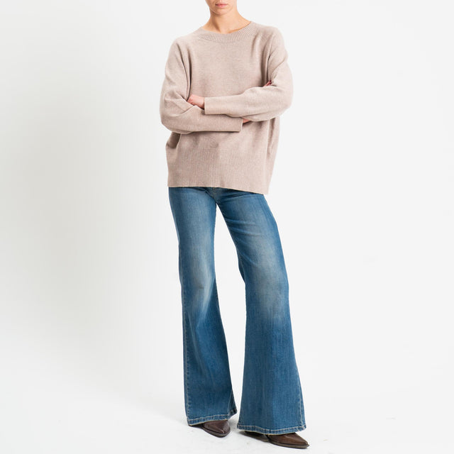 Kontatto-Maglia a scatola girocollo (QS) - tortora