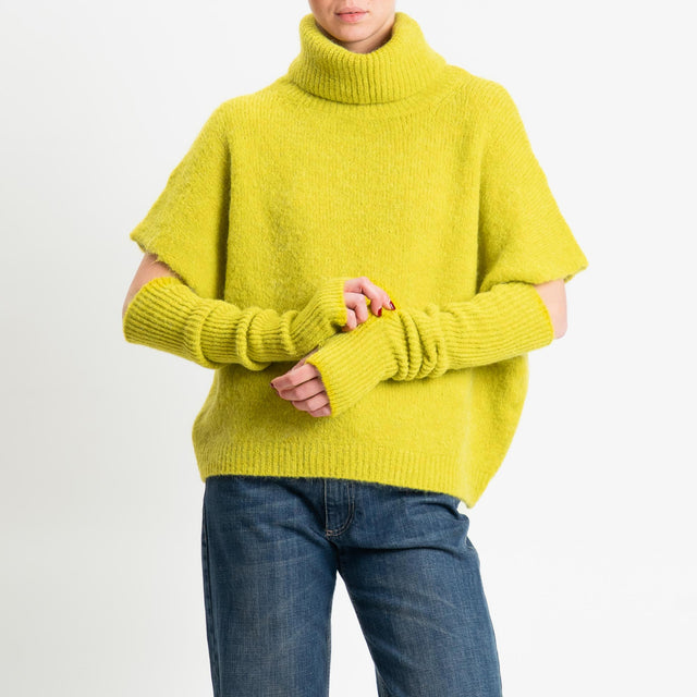 Motel-Maglia smanicata mohair con manicotti - lime