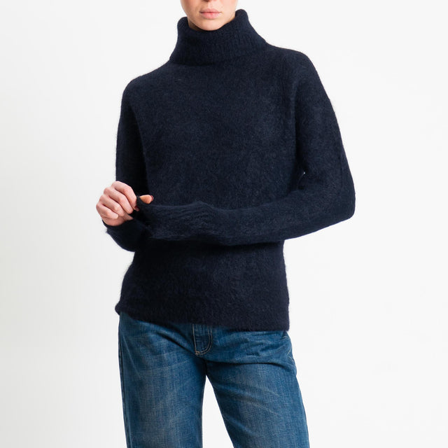 Kontatto-Maglia collo alto misto alpaca - nero