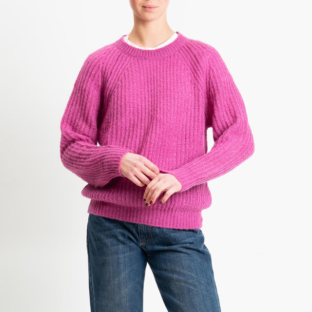 Vicolo-Maglia mohair coste inglesi - fucsia