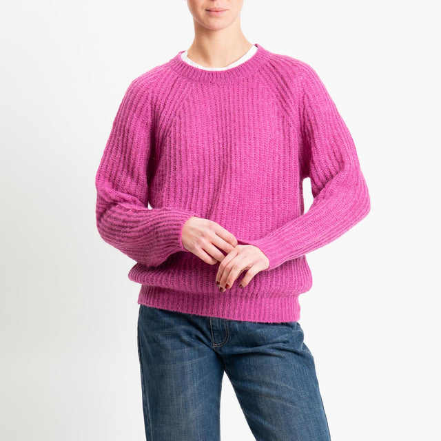 Vicolo-Maglia mohair coste inglesi - fucsia