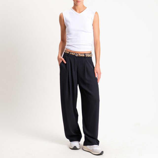 Zeroassoluto-Pantalone GENNY tessuto fluido - nero