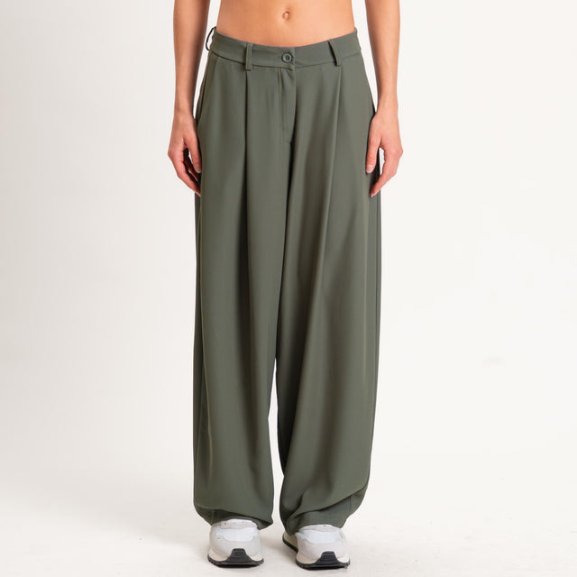 Zeroassoluto-Pantalone GENNY tessuto fluido - militare