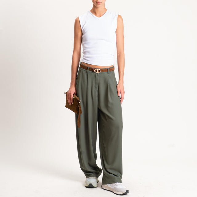 Zeroassoluto-Pantalone GENNY tessuto fluido - militare