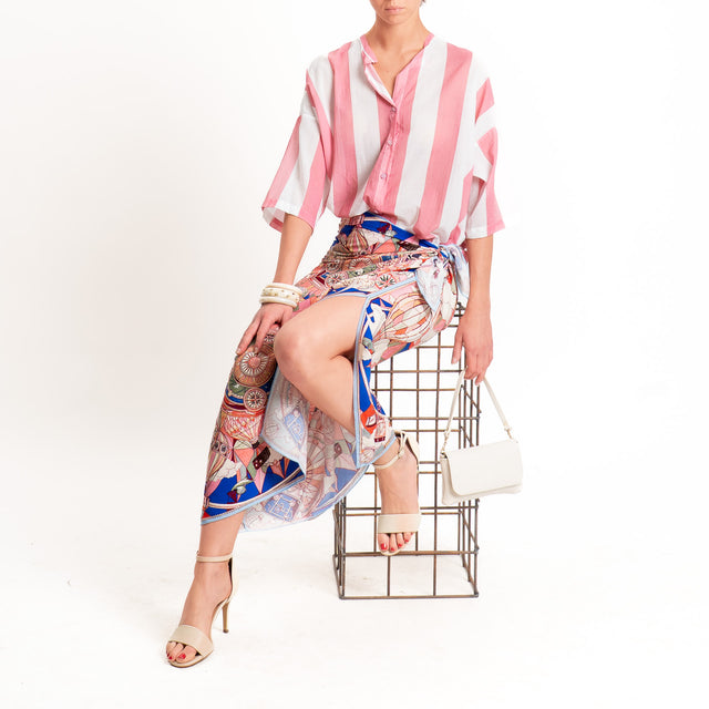 Tensione in-Camicia mussola a righe - rosa/latte