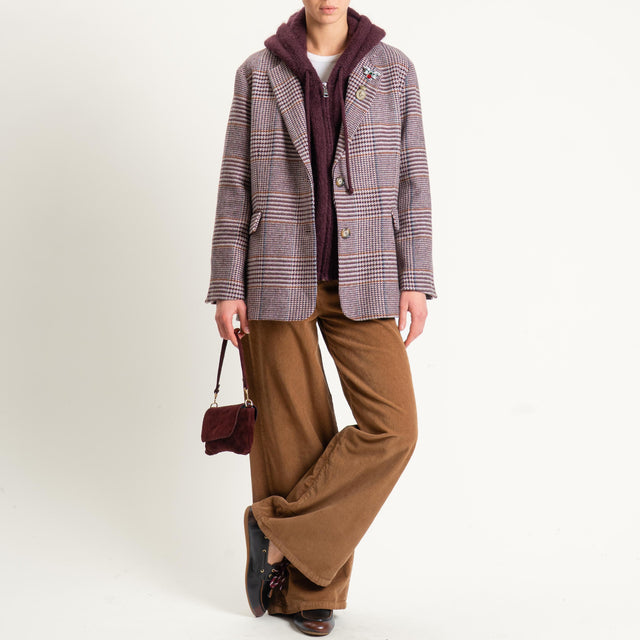 Dixie-Giacca oversize principe di galles - bordeaux/rosa