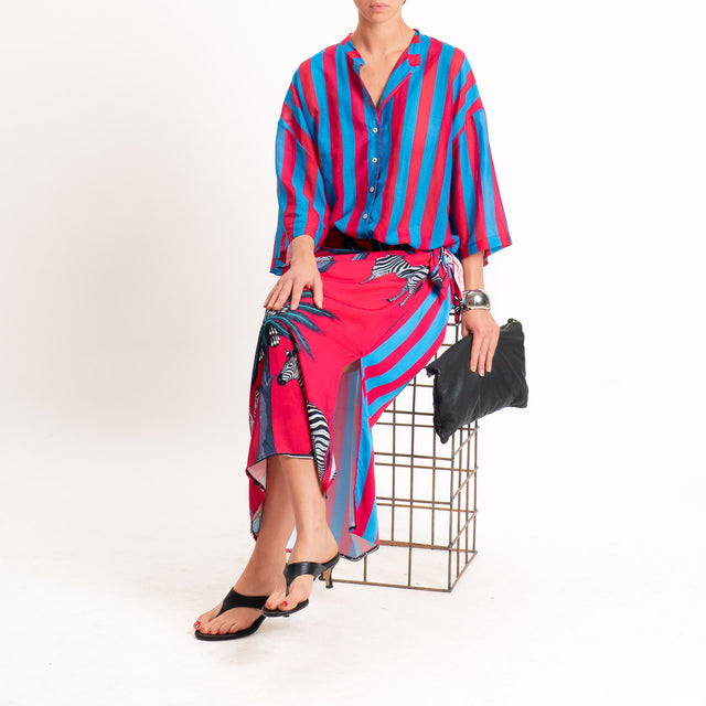Tensione in-Camicia in mussola a righe - magenta/turchese