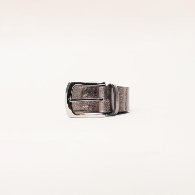 Zeroassoluto-Cintura laminata genuine leather high quality - platino